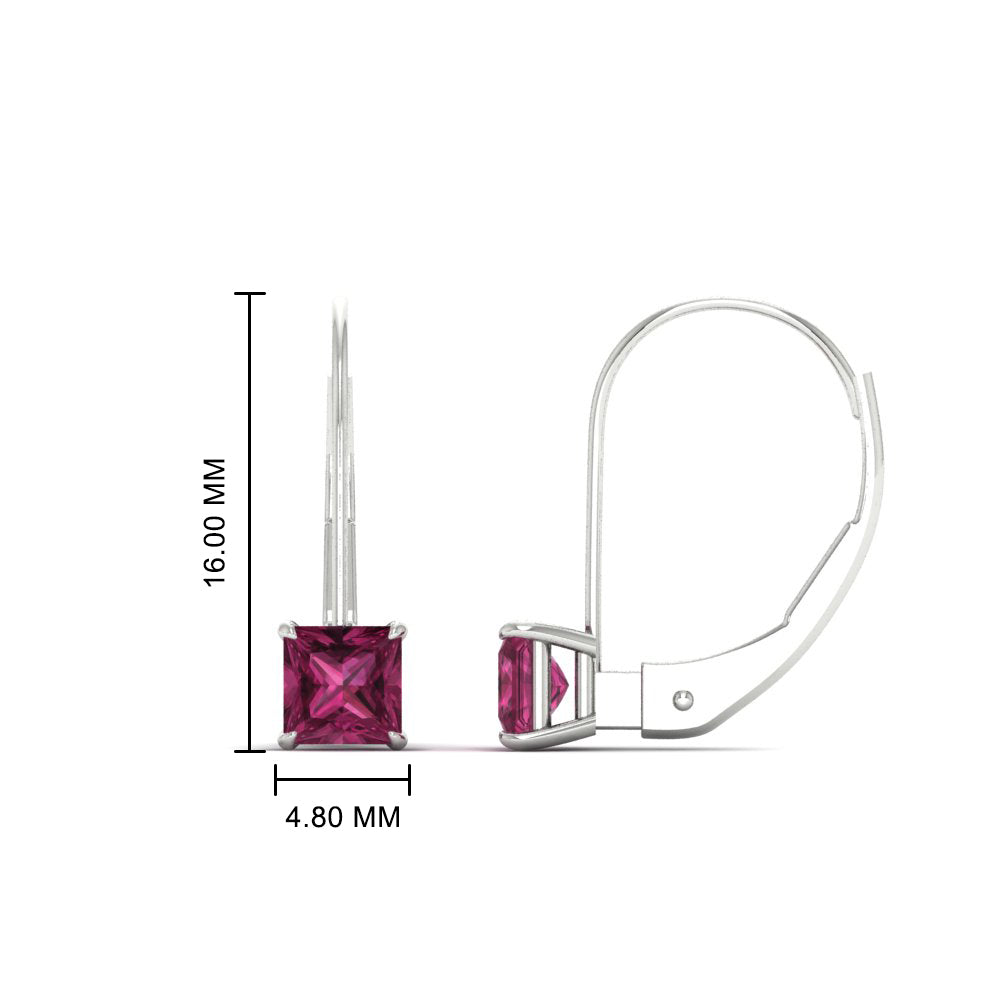 lever-back-princess-cut-1-ct.-pink-sapphire-stud-earring-in-white-gold-FDEAR9225PRGSADRPI-1.00CT-NL-WG