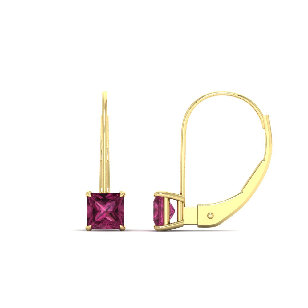 lever-back-princess-cut-1-ct.-pink-sapphire-stud-earring-in-yellow-gold-FDEAR9225PRGSADRPI-1.00CT-NL-YG