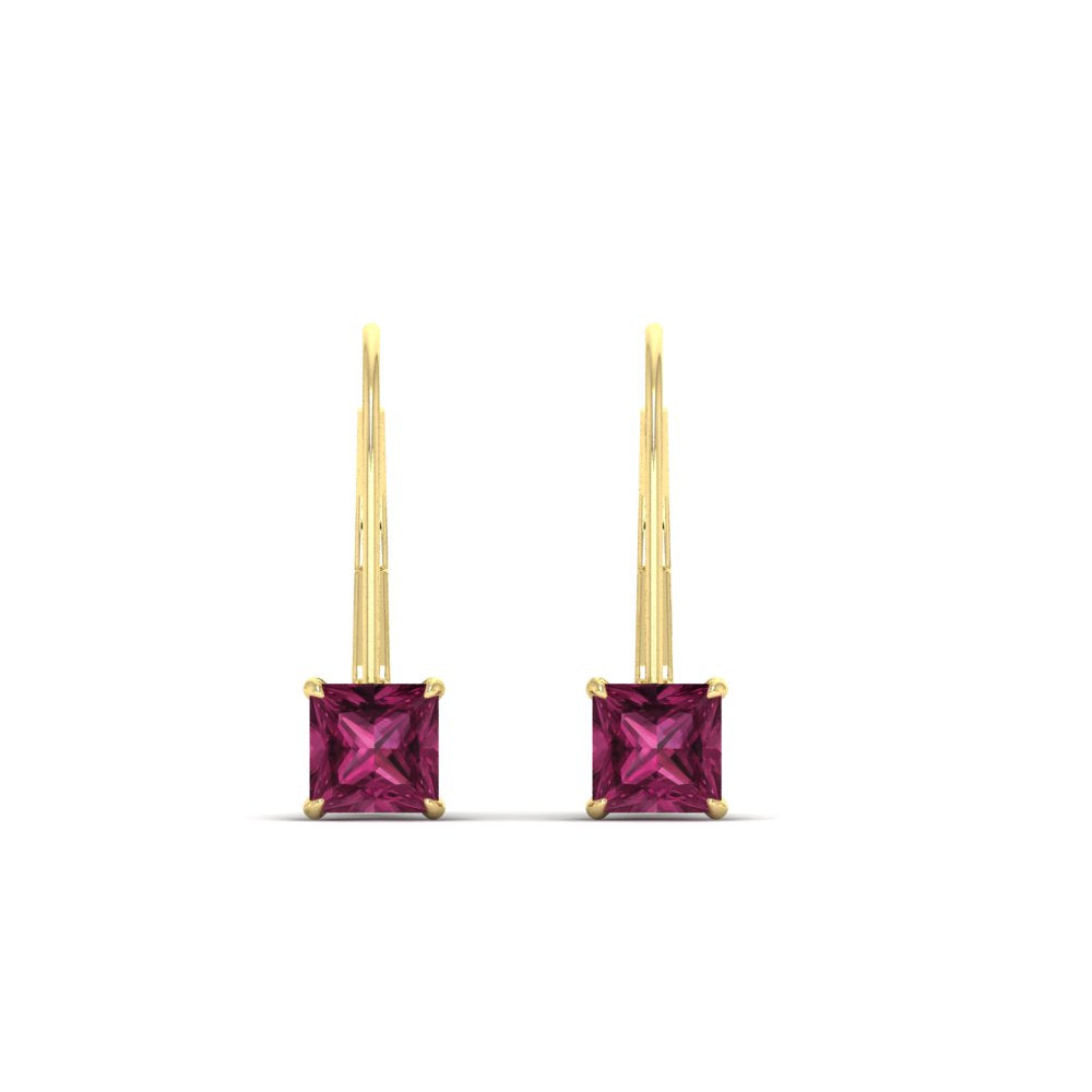 lever-back-princess-cut-1-ct.-pink-sapphire-stud-earring-in-yellow-gold-FDEAR9225PRGSADRPI-1.00CT-NL-YG
