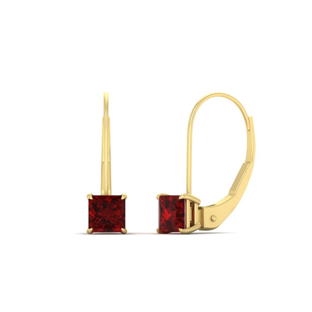 lever-back-princess-cut-1-ct.-ruby-stud-earring-in-yellow-gold-FDEAR9225PRGRUDR-1.00CT-NL-YG