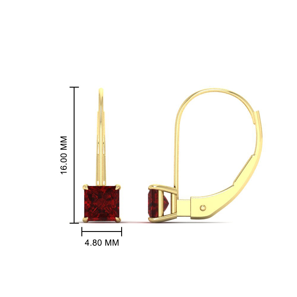 lever-back-princess-cut-1-ct.-ruby-stud-earring-in-yellow-gold-FDEAR9225PRGRUDR-1.00CT-NL-YG