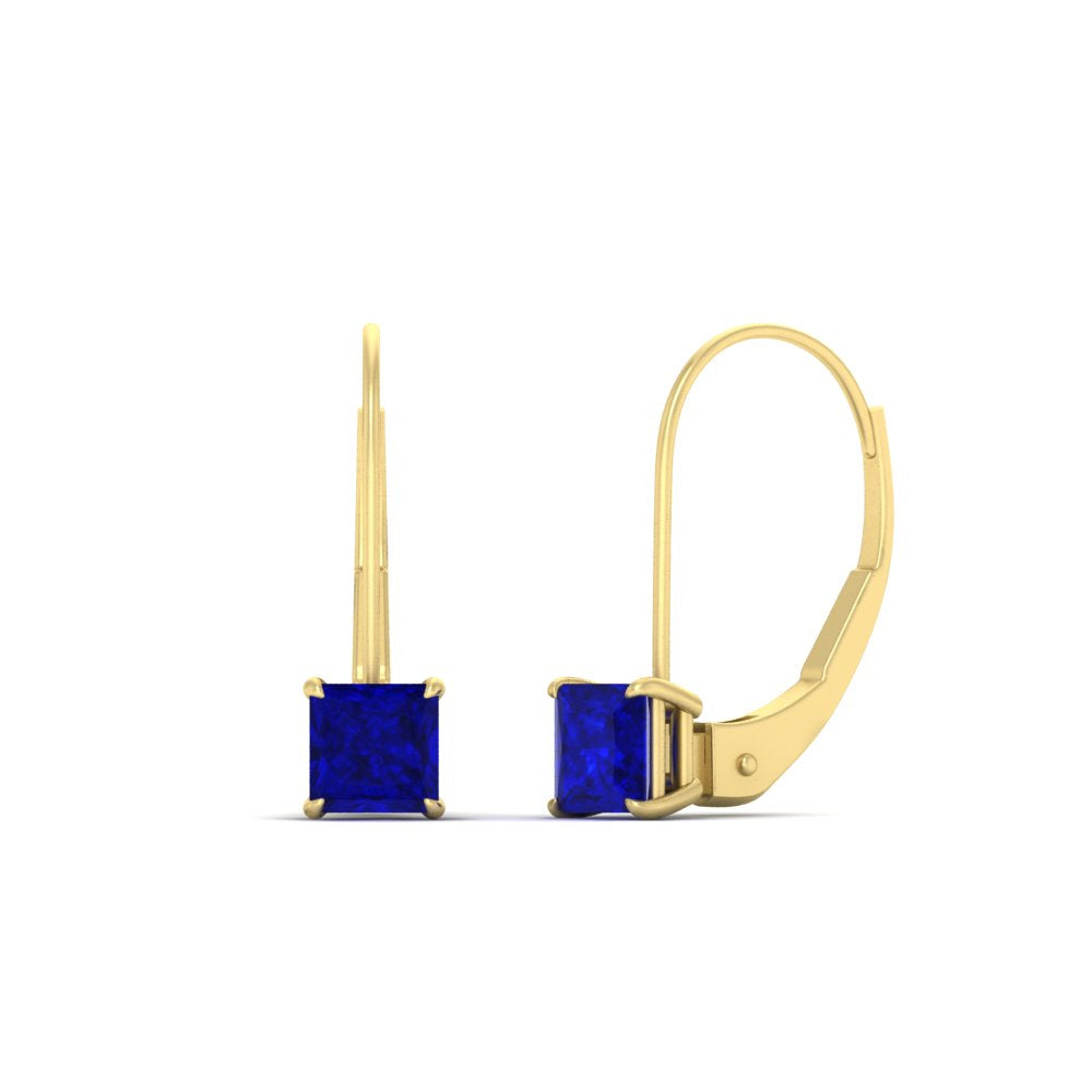 lever-back-princess-cut-1-ct.-sapphire-stud-earring-in-yellow-gold-FDEAR9225PRGSABL-1.00CT-NL-YG