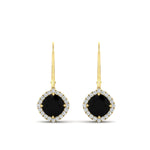 Load image into Gallery viewer, lever-back-square-halo-diamond-earrings-with-black-onyx-in-yellow-gold-FDEAR11243GBLACK-NL-YG.jpg
