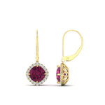 Load image into Gallery viewer, lever-back-square-halo-diamond-earrings-with-pink-sapphire-in-yellow-gold-FDEAR11243GSADRPI-NL-YG.jpg
