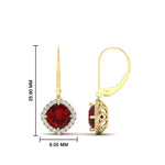 Load image into Gallery viewer, lever-back-square-halo-diamond-earrings-with-ruby-in-yellow-gold-FDEAR11243GRUDR-NL-YG.jpg
