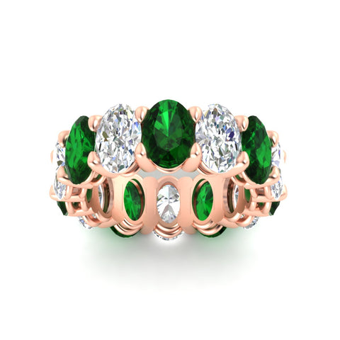 luxury-10-ct-oval-diamond-eternity-wedding-ring-with-emerald-in-rose-gold-fdewb8324ovgemgrangle5-7.00x5.00mm-nl-rg