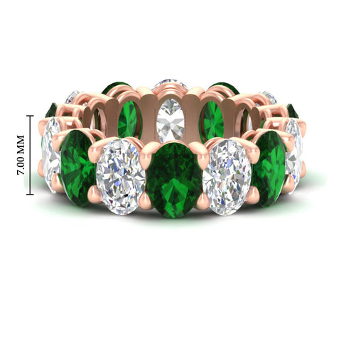 luxury-10-ct-oval-diamond-eternity-wedding-ring-with-emerald-in-rose-gold-fdewb8324ovgemgrsleep-7.00x5.00mm-nl-rg-hw