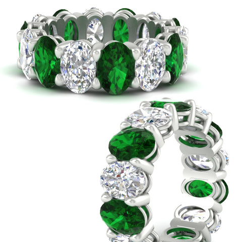 luxury-10-ct-oval-diamond-eternity-wedding-ring-with-emerald-in-white-gold-fdewb8324ovgemgrangle3-7.00x5.00mm-nl-wg