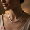 Load image into Gallery viewer, luxury-bezel-emerald-cut-tennis-necklace-rose-gold-fdnk11337-model