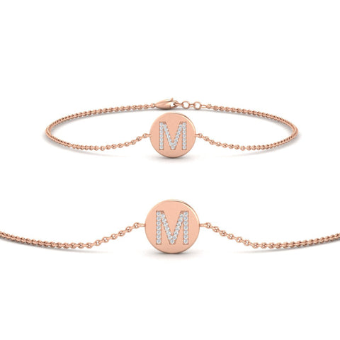 Alphabet disc diamond bracelet
