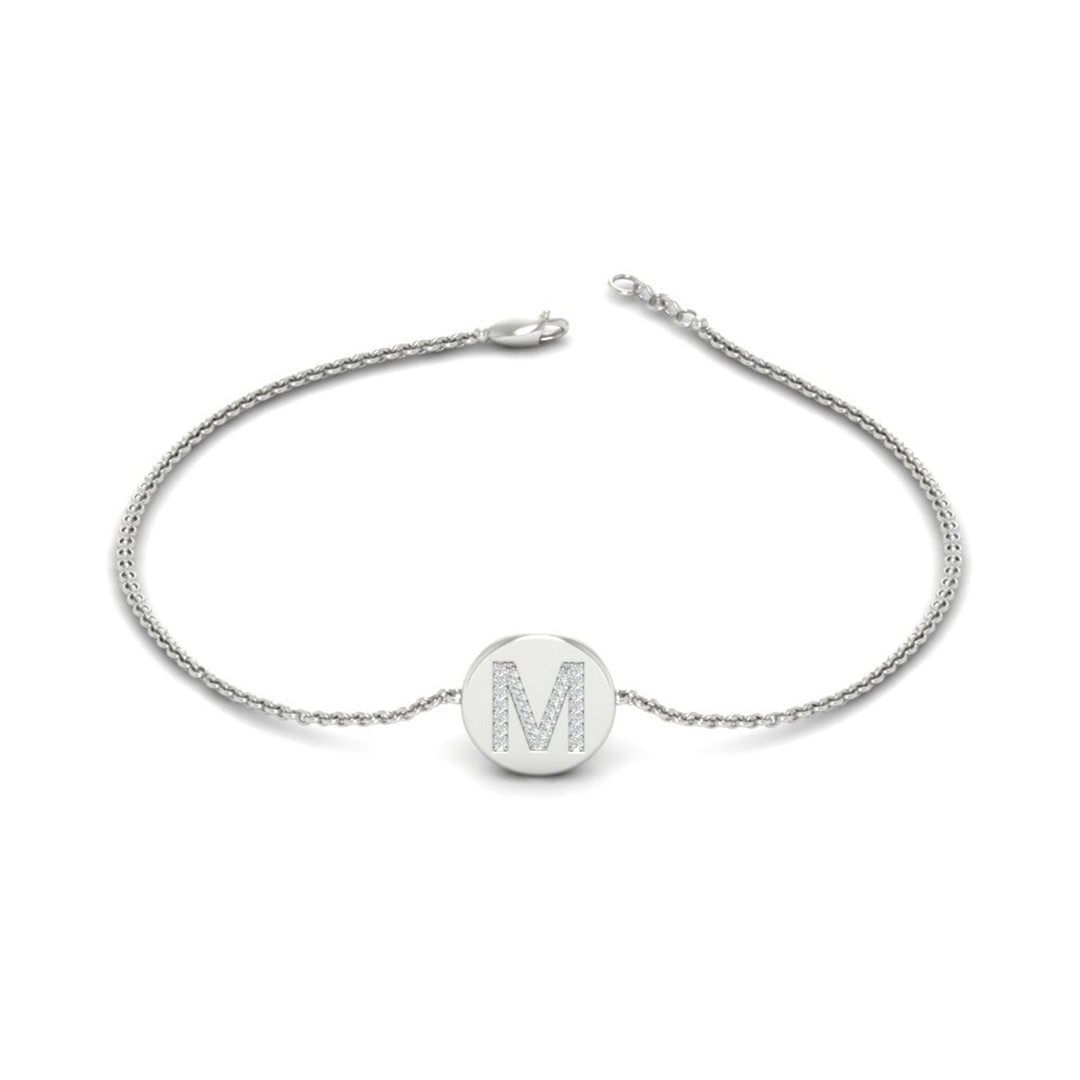 Alphabet disc diamond bracelet