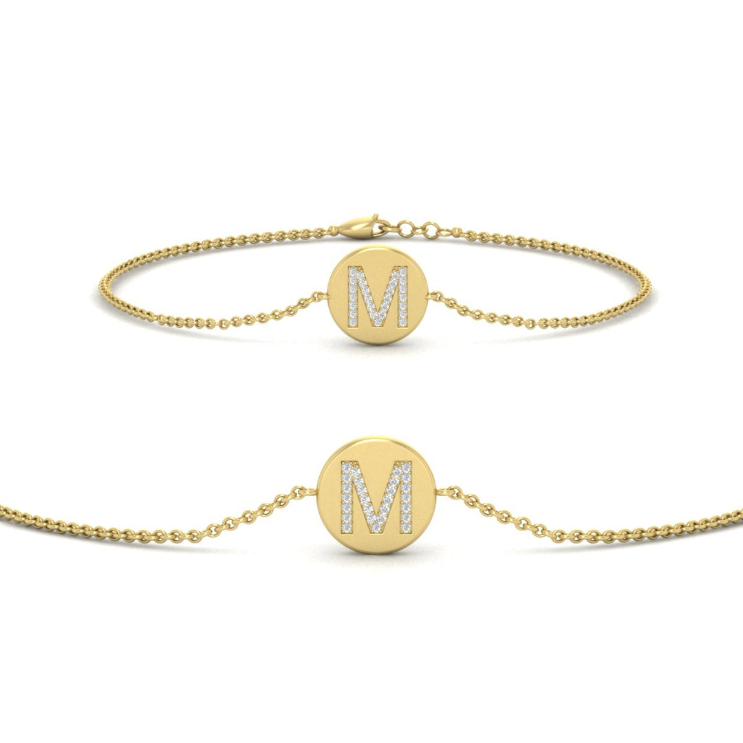 Alphabet disc diamond bracelet