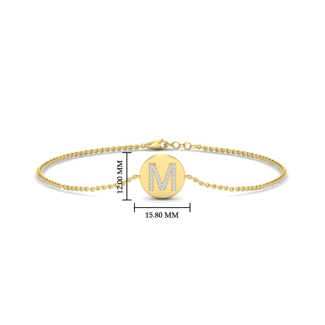 Alphabet disc diamond bracelet