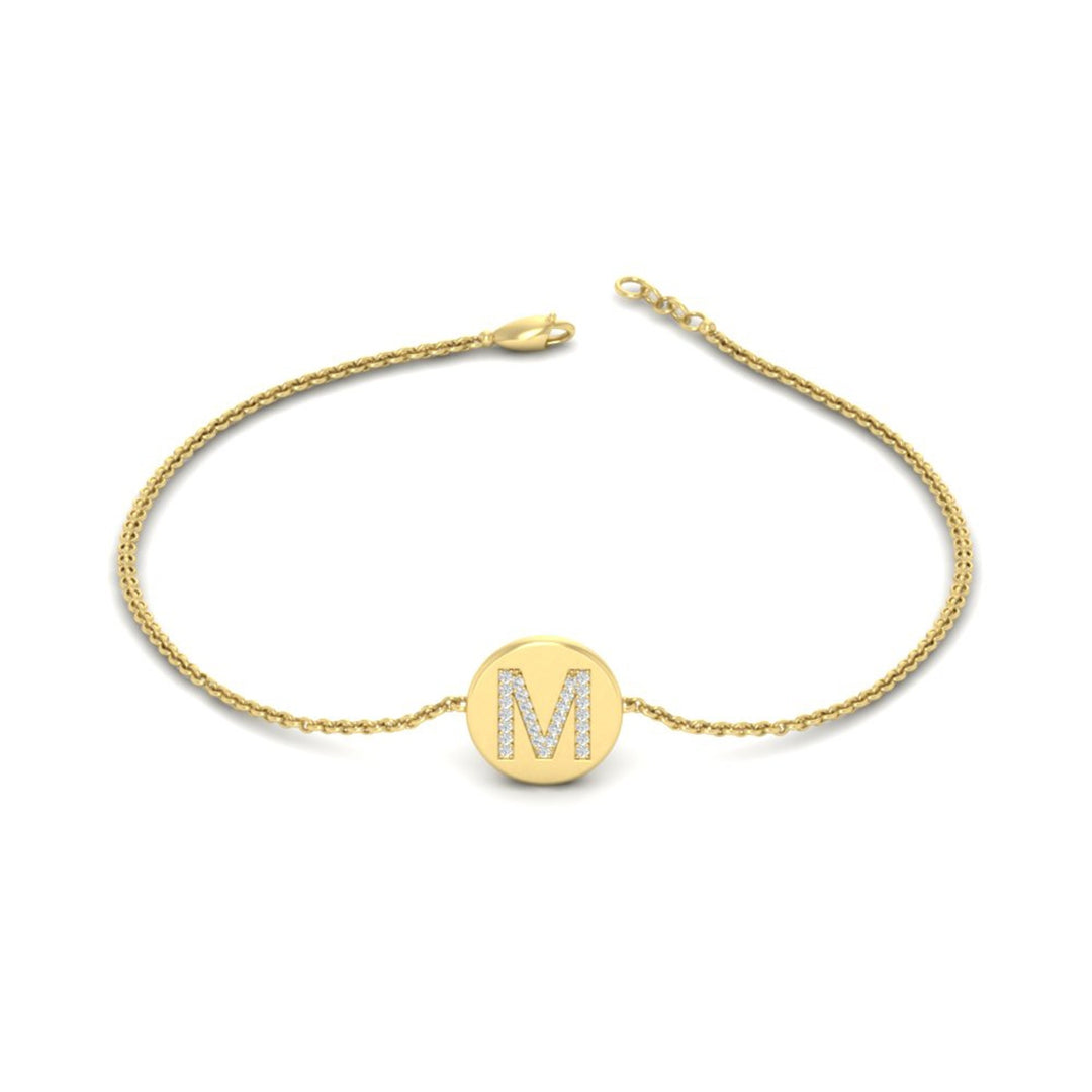 Alphabet disc diamond bracelet