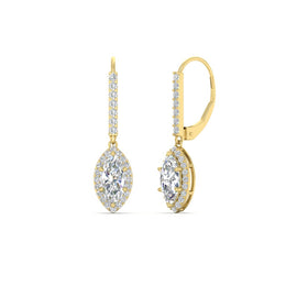 1 Carat Marquise Diamond Halo Leverback Earrings
