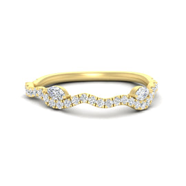 Marquise Accent Curved Diamond Wedding Band