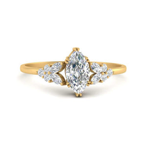 Marquise Cultured Diamond Ring With Marquise Accents