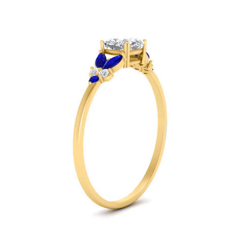Cushion Cut Lab Diamond Ring With Marquise Accents
