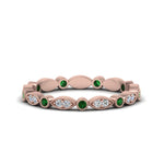 Load image into Gallery viewer, marquise-and-dot-stacked-wedding-band-ring-with-emerald-in-rose-gold-FD8641BGEMGR-NL-RG.jpg
