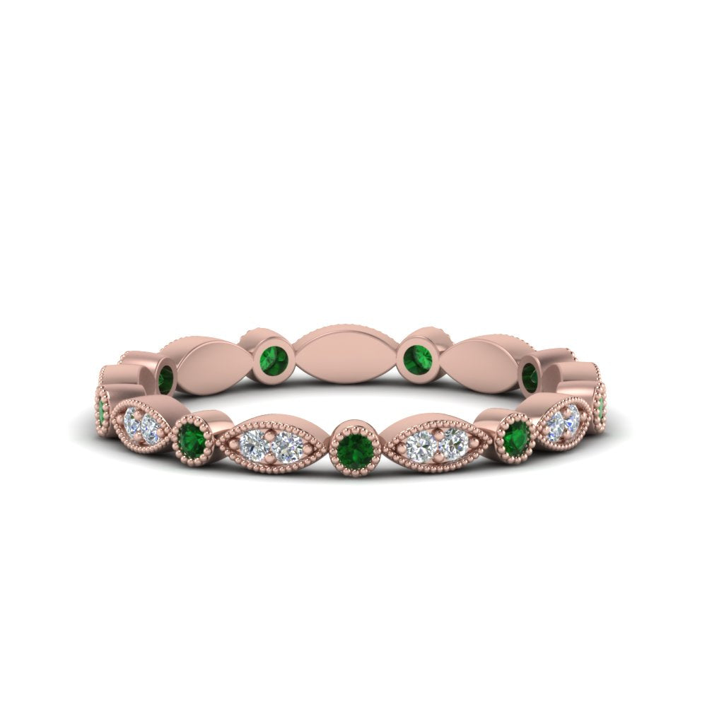 marquise-and-dot-stacked-wedding-band-ring-with-emerald-in-rose-gold-FD8641BGEMGR-NL-RG.jpg
