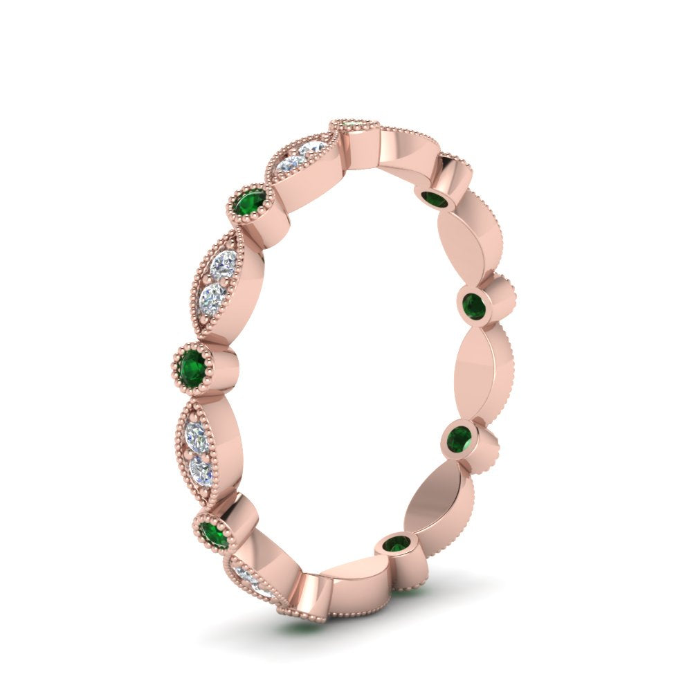 marquise-and-dot-stacked-wedding-band-ring-with-emerald-in-rose-gold-FD8641BGEMGR-NL-RG.jpg