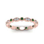 Load image into Gallery viewer, marquise-and-dot-stacked-wedding-band-ring-with-emerald-in-rose-gold-FD8641BGEMGR-NL-RG.jpg
