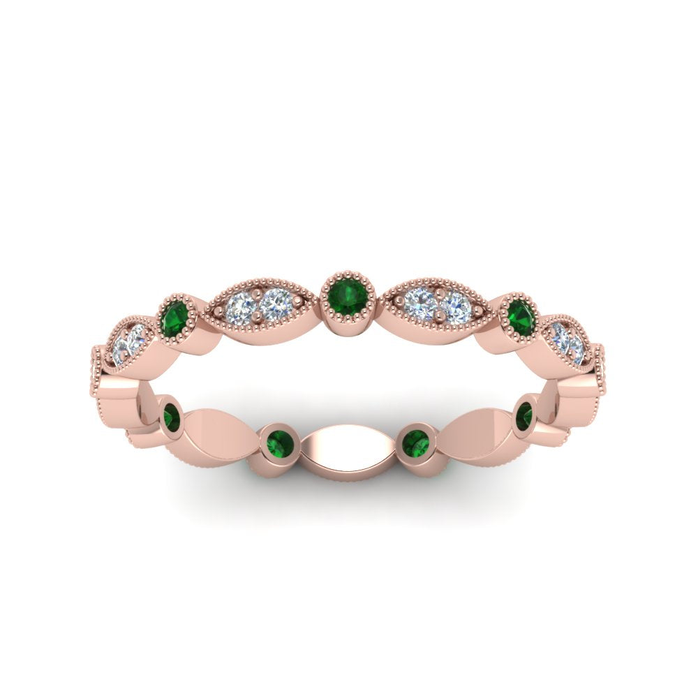marquise-and-dot-stacked-wedding-band-ring-with-emerald-in-rose-gold-FD8641BGEMGR-NL-RG.jpg