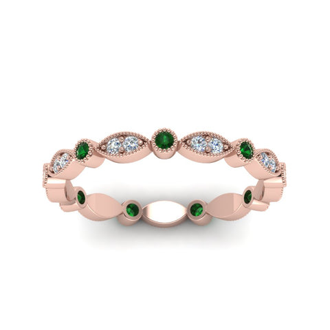 marquise-and-dot-stacked-wedding-band-ring-with-emerald-in-rose-gold-FD8641BGEMGR-NL-RG.jpg