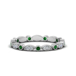 Load image into Gallery viewer, marquise-and-dot-stacked-wedding-band-ring-with-emerald-in-white-gold-FD8641BGEMGR-NL-WG.jpg

