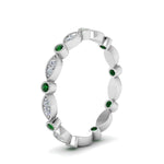 Load image into Gallery viewer, marquise-and-dot-stacked-wedding-band-ring-with-emerald-in-white-gold-FD8641BGEMGR-NL-WG.jpg
