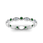 Load image into Gallery viewer, marquise-and-dot-stacked-wedding-band-ring-with-emerald-in-white-gold-FD8641BGEMGR-NL-WG.jpg
