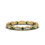 Load image into Gallery viewer, marquise-and-dot-stacked-wedding-band-ring-with-emerald-in-yellow-gold-FD8641BGEMGR-NL-YG.jpg
