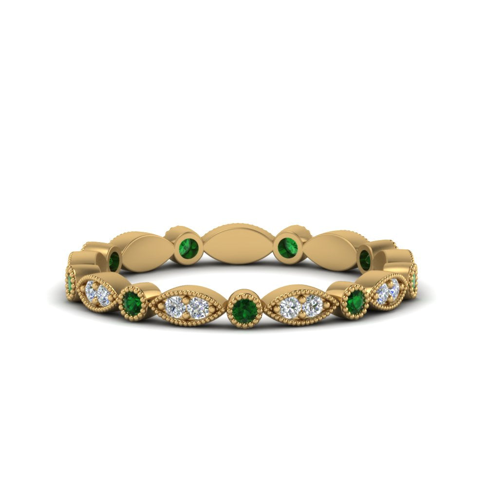 marquise-and-dot-stacked-wedding-band-ring-with-emerald-in-yellow-gold-FD8641BGEMGR-NL-YG.jpg