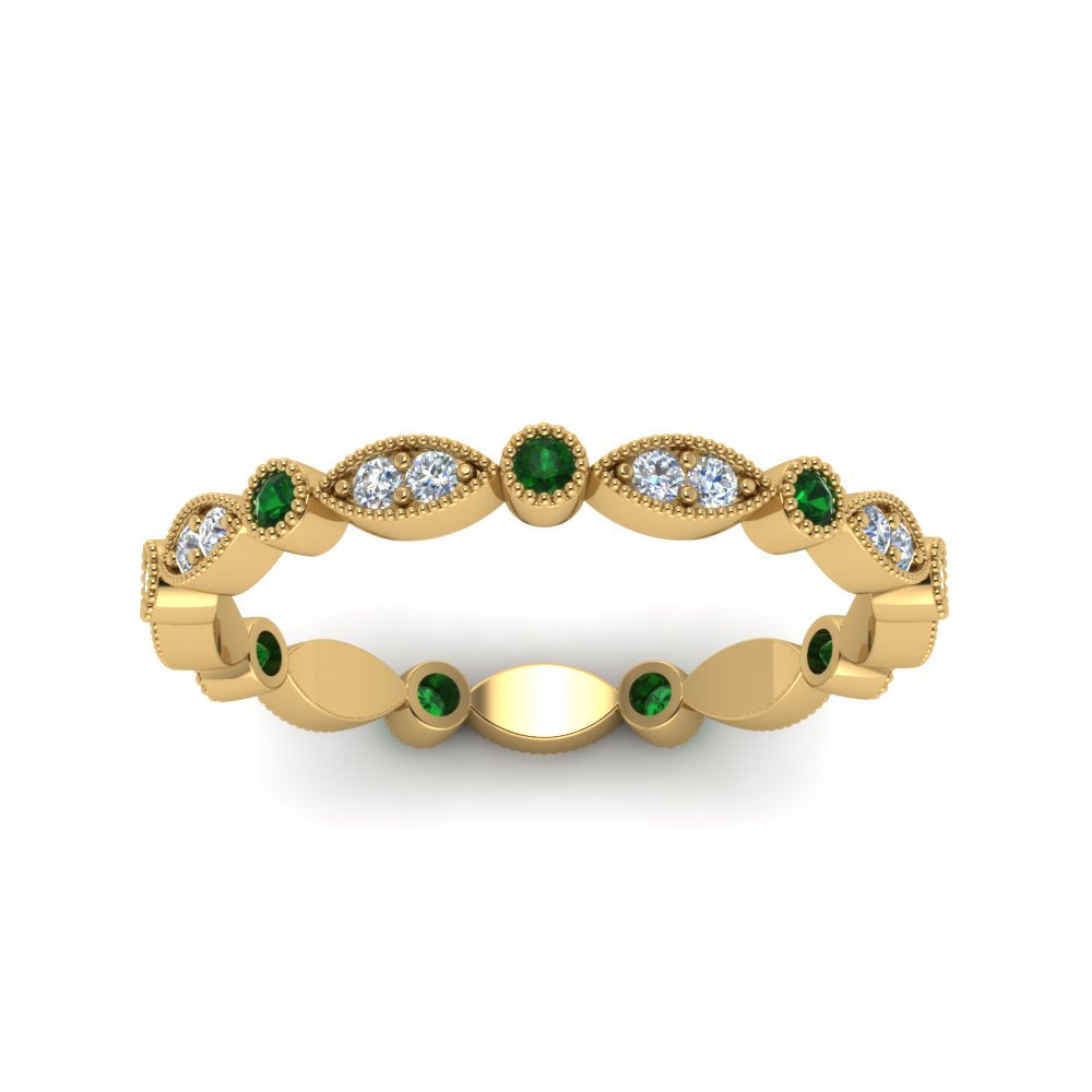 marquise-and-dot-stacked-wedding-band-ring-with-emerald-in-yellow-gold-FD8641BGEMGR-NL-YG.jpg