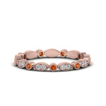 Load image into Gallery viewer, marquise-and-dot-stacked-wedding-band-ring-with-orange-sapphire-in-rose-gold-FD8641BGSAOR-NL-RG.jpg
