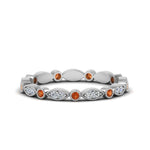 Load image into Gallery viewer, marquise-and-dot-stacked-wedding-band-ring-with-orange-sapphire-in-white-gold-FD8641BGSAOR-NL-WG.jpg
