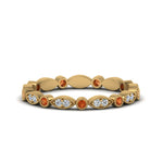 Load image into Gallery viewer, marquise-and-dot-stacked-wedding-band-ring-with-orange-sapphire-in-yellow-gold-FD8641BGSAOR-NL-YG.jpg
