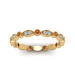 Load image into Gallery viewer, marquise-and-dot-stacked-wedding-band-ring-with-orange-sapphire-in-yellow-gold-FD8641BGSAOR-NL-YG.jpg
