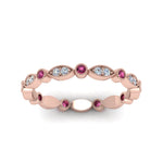 Load image into Gallery viewer, marquise-and-dot-stacked-wedding-band-ring-with-pink-sapphire-in-rose-gold-FD8641BGSADRPI-NL-RG.jpg
