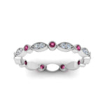 Load image into Gallery viewer, marquise-and-dot-stacked-wedding-band-ring-with-pink-sapphire-in-white-gold-FD8641BGSADRPI-NL-WG.jpg
