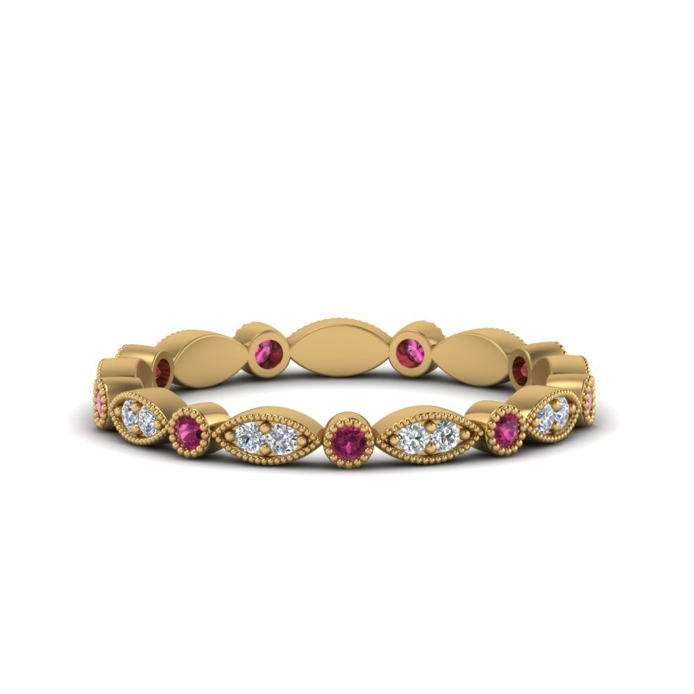 marquise-and-dot-stacked-wedding-band-ring-with-pink-sapphire-in-yellow-gold-FD8641BGSADRPI-NL-YG.jpg