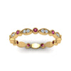 Load image into Gallery viewer, marquise-and-dot-stacked-wedding-band-ring-with-pink-sapphire-in-yellow-gold-FD8641BGSADRPI-NL-YG.jpg