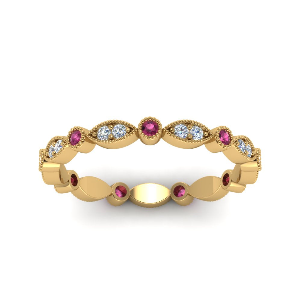 marquise-and-dot-stacked-wedding-band-ring-with-pink-sapphire-in-yellow-gold-FD8641BGSADRPI-NL-YG.jpg