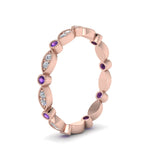 Load image into Gallery viewer, marquise-and-dot-stacked-wedding-band-ring-with-purple-topaz-in-rose-gold-FD8641BGVITO-NL-RG.jpg

