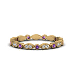Load image into Gallery viewer, marquise-and-dot-stacked-wedding-band-ring-with-purple-topaz-in-yellow-gold-FD8641BGVITO-NL-YG.jpg
