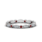 Load image into Gallery viewer, marquise-and-dot-stacked-wedding-band-ring-with-ruby-in-white-gold-FD8641BGRUDR-NL-WG.jpg

