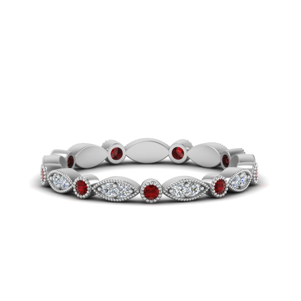 marquise-and-dot-stacked-wedding-band-ring-with-ruby-in-white-gold-FD8641BGRUDR-NL-WG.jpg
