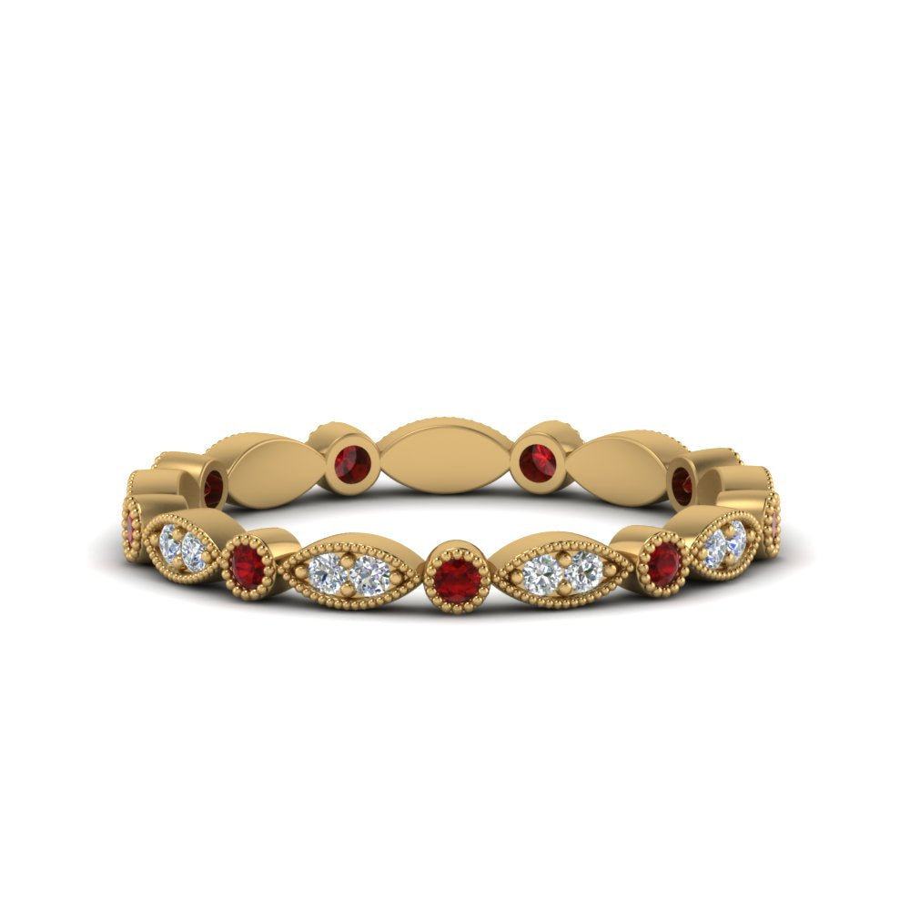 marquise-and-dot-stacked-wedding-band-ring-with-ruby-in-yellow-gold-FD8641BGRUDR-NL-YG.jpg