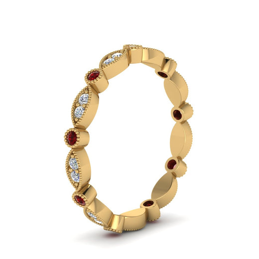 marquise-and-dot-stacked-wedding-band-ring-with-ruby-in-yellow-gold-FD8641BGRUDR-NL-YG.jpg