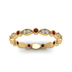 Load image into Gallery viewer, marquise-and-dot-stacked-wedding-band-ring-with-ruby-in-yellow-gold-FD8641BGRUDR-NL-YG.jpg
